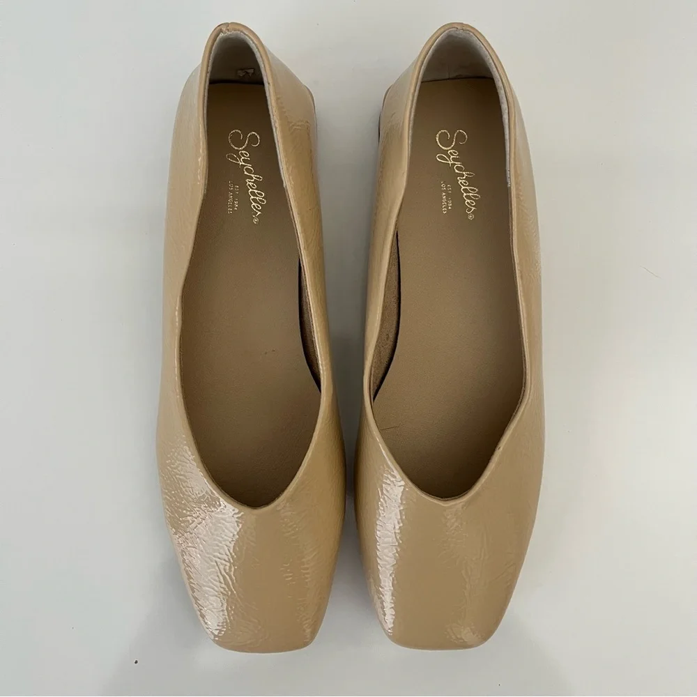 SEYCHELLES Penny V Square Toe Ballet Flat In Beige NEW - Picture 5 of 13